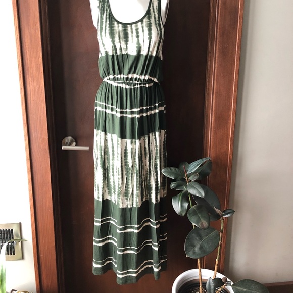NWT / Forest Green Gypsy Tie Dye Jersey Maxi Dress - Picture 5 of 7